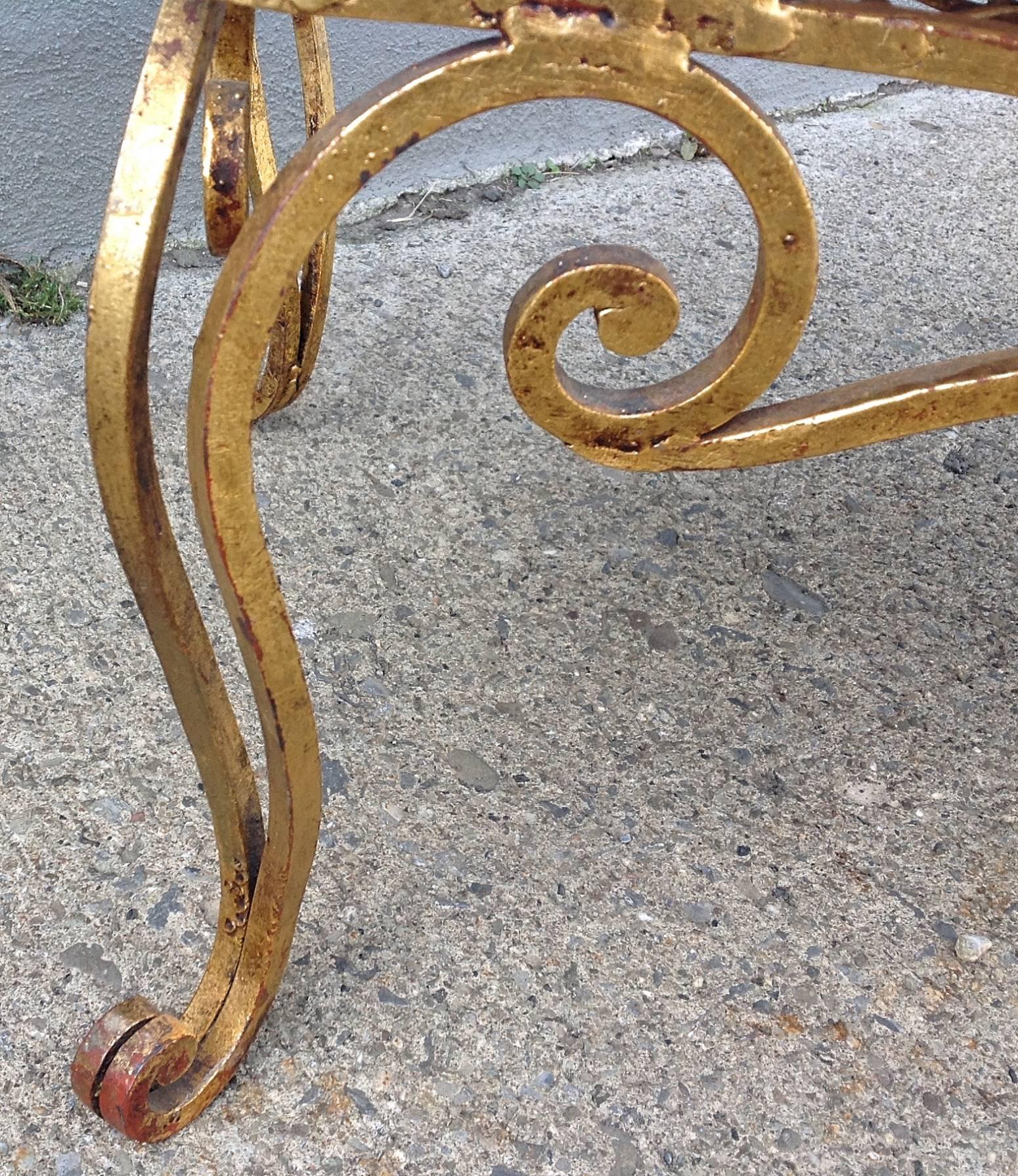 Gilded Iron Bench Jean Charles Moreux, 1940s 1