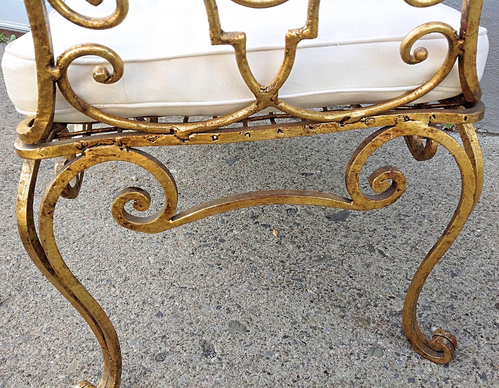 Gilded Iron Bench Jean Charles Moreux, 1940s 2