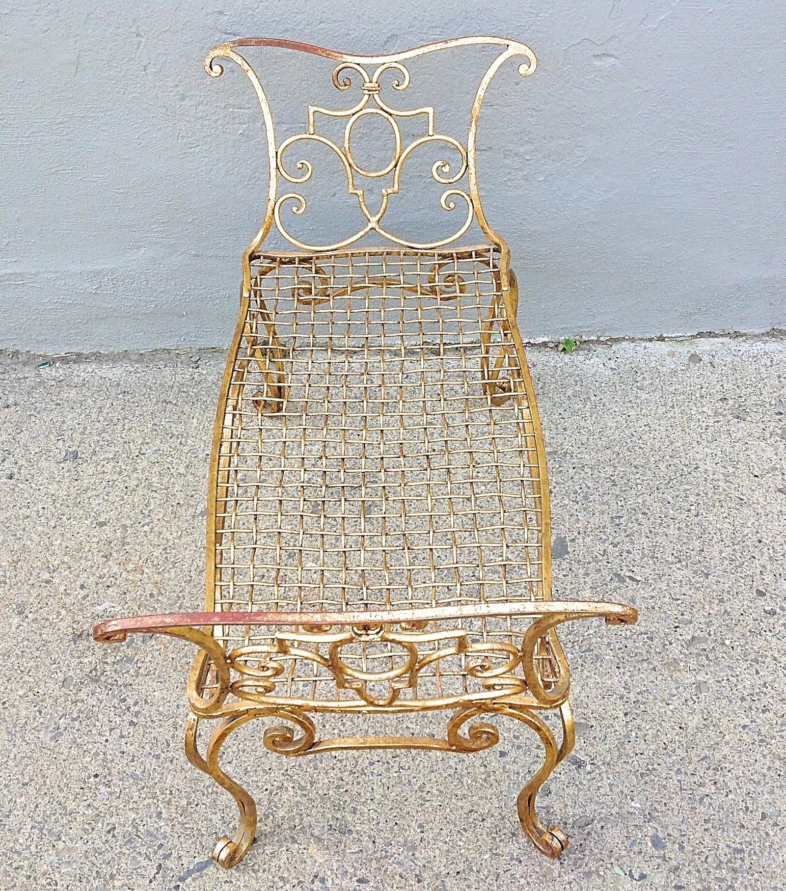 Gilded Iron Bench Jean Charles Moreux, 1940s 4