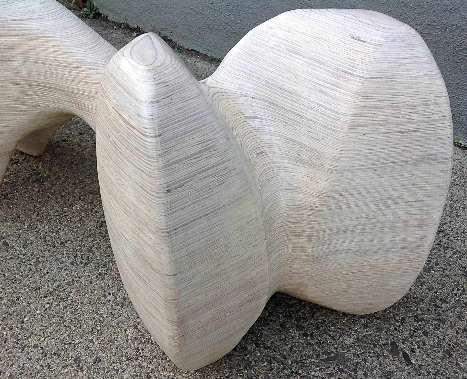 Late 20th Century Sculptural Laminated Wood Coffee Table For Sale