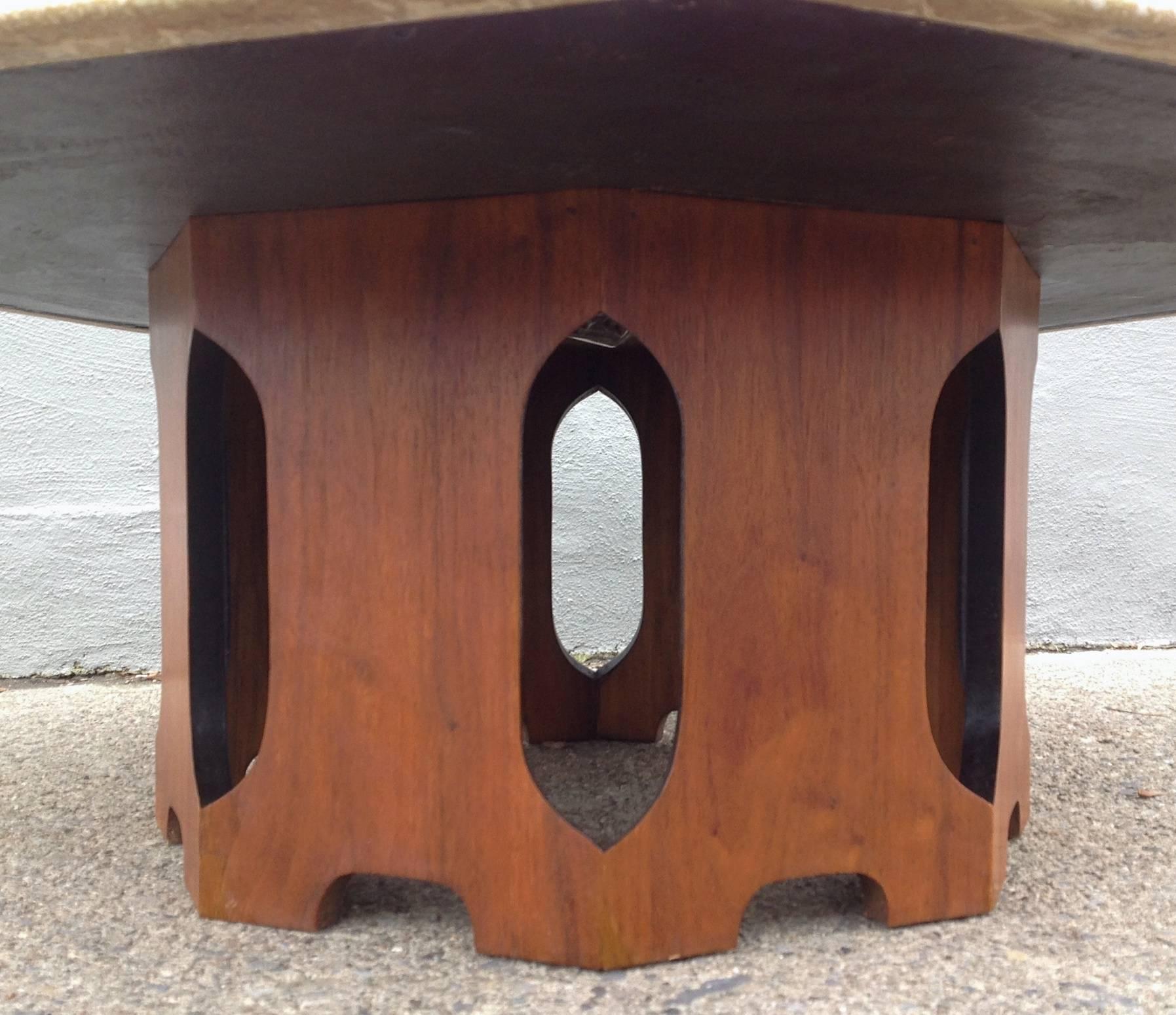 Mid-Century Modern Harvey Probber Octagonal Terrazzo and Walnut Low Table