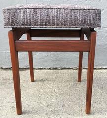 Upholstered Stool in Walnut by Jens Risom