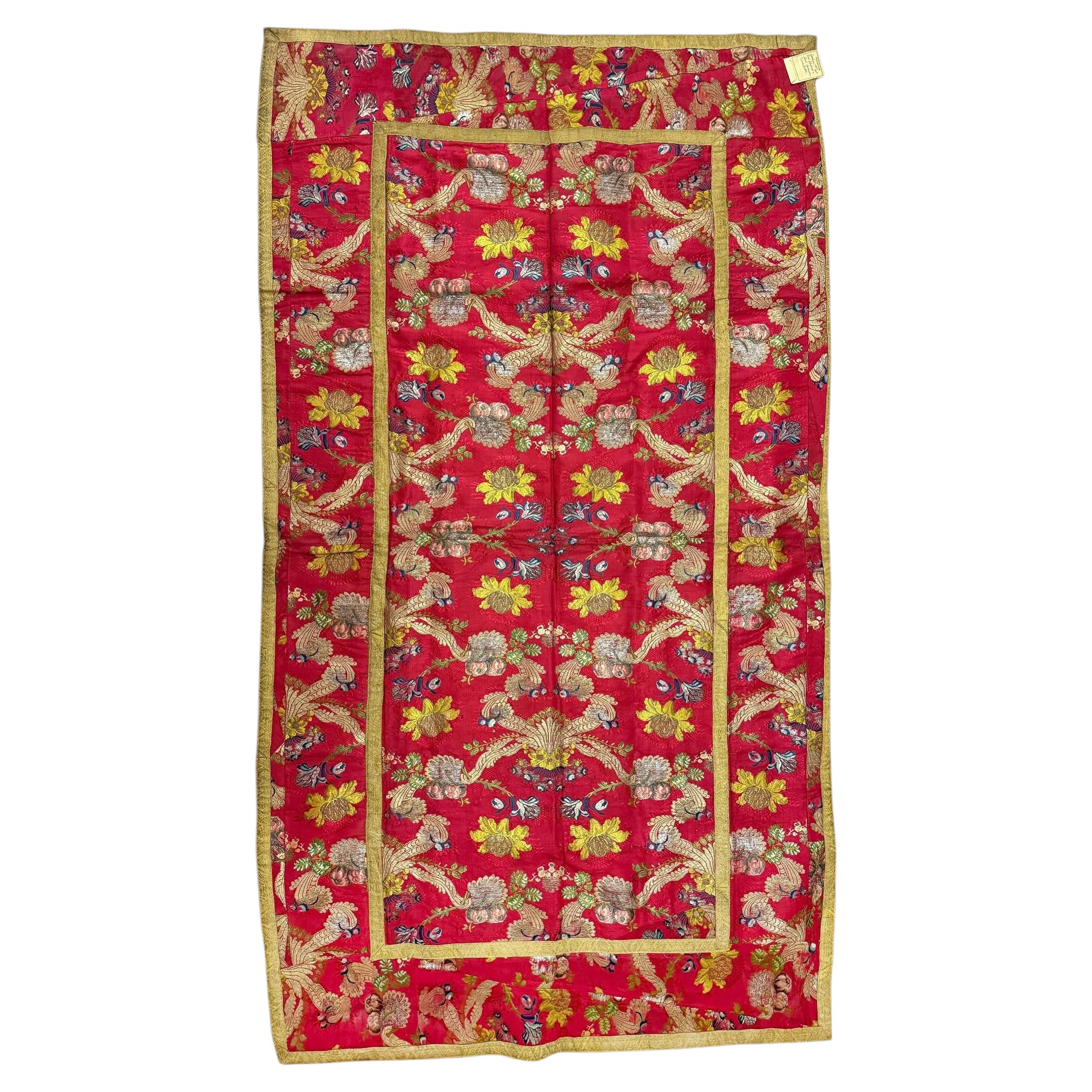 18th Century Silk & Silver Thread Brocade Panel or “Tapis de Table” For Sale