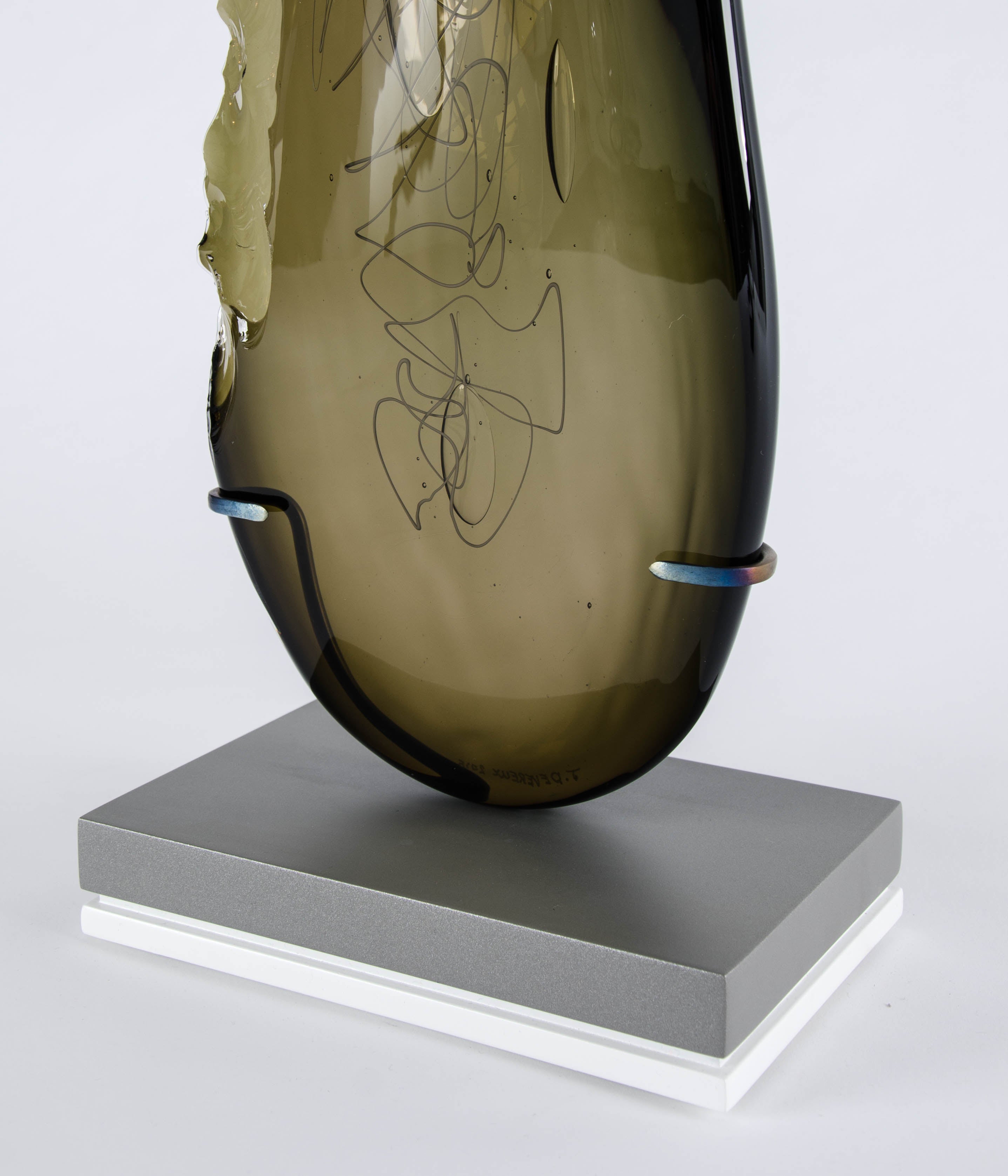 Modern Clovis in Bronze glass sculpture by James Devereux