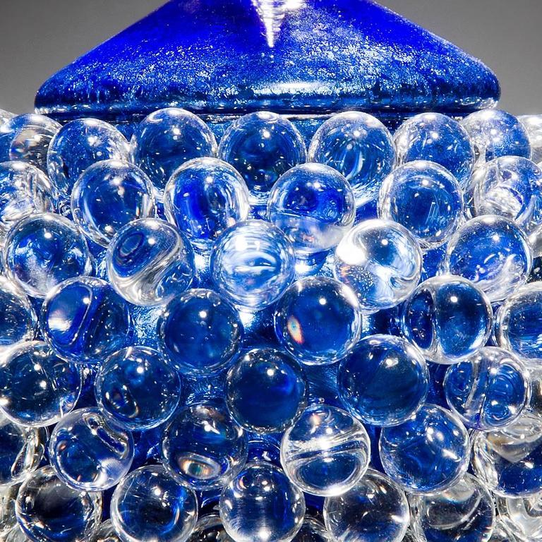 Empoli Jar with Spike, a unique clear and blue glass vessel by James