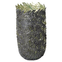 Flowing Vessels, organic textured steel & gold vessels by Claire Malet