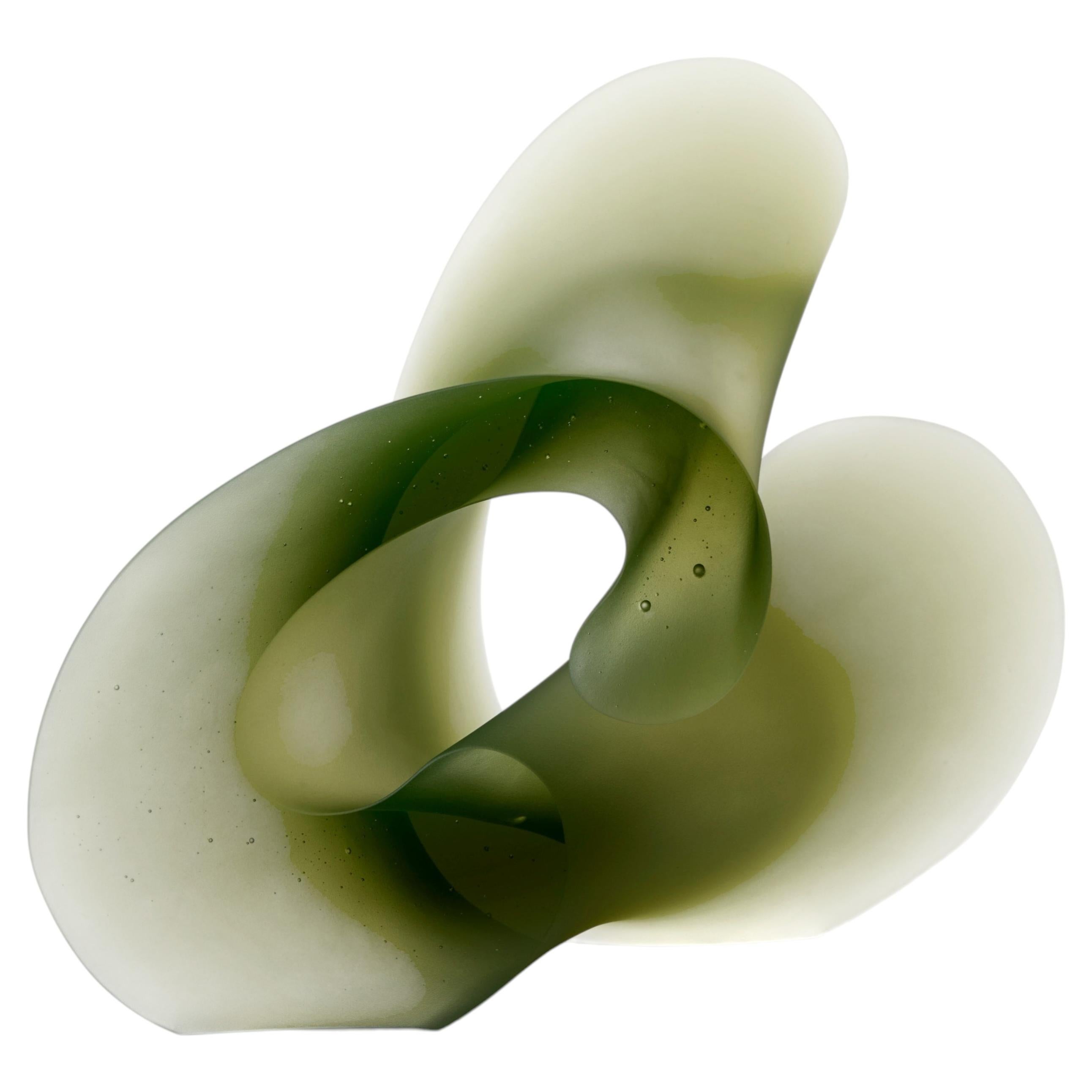 Big Amorphous Peridot, a cast glass green abstact sculpture by Karin Mørch For Sale