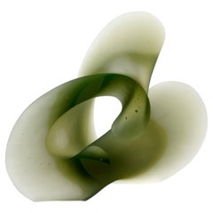 Big Amorphous Peridot, a cast glass green abstact sculpture by Karin Mørch