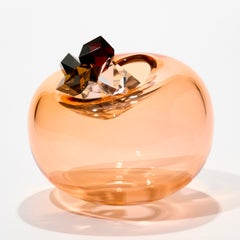 Cristal vase in Aurora Rotlich II, a dark amber glass sculptural vessel by Hann