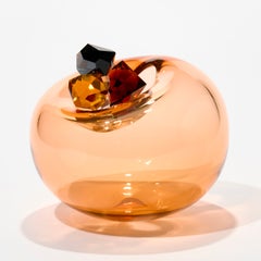 Cristal vase in Aurora Rotlich I, a dark amber glass sculpture by Hanne Enemark