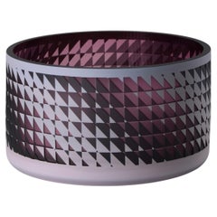 Sloe Fade, a grey & purple graphic patterned glass vase by Sarah Wiberley