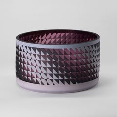 Sloe Fade, a grey & purple graphic patterned glass vase by Sarah Wiberley