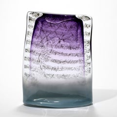 Cryptographic 801410, a purple, grey & clear glass sculpture by Louis Thompson