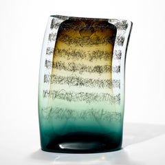Cryptographic 241730, a brown, green & clear glass sculpture by Louis Thompson