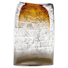 Cryptographic 701212, an amber, brown & clear glass sculpture by Louis Thompson
