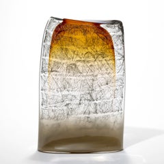 Cryptographic 701212, an amber, brown & clear glass sculpture by Louis Thompson