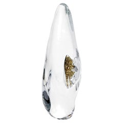 'Menhir with 22ct Yellow Gold', clear glass form with gold leaf by Anthony Scala