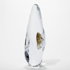 'Menhir with 22ct Yellow Gold', clear glass form with gold leaf by Anthony Scala