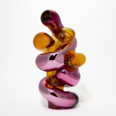 Evening Bliss - Closer No 103, amber and pink glass sculpture by Markus Emilsson