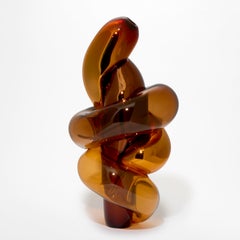 Copper Charm - Closer No 61, amber & orange glass sculpture by Markus Emilsson
