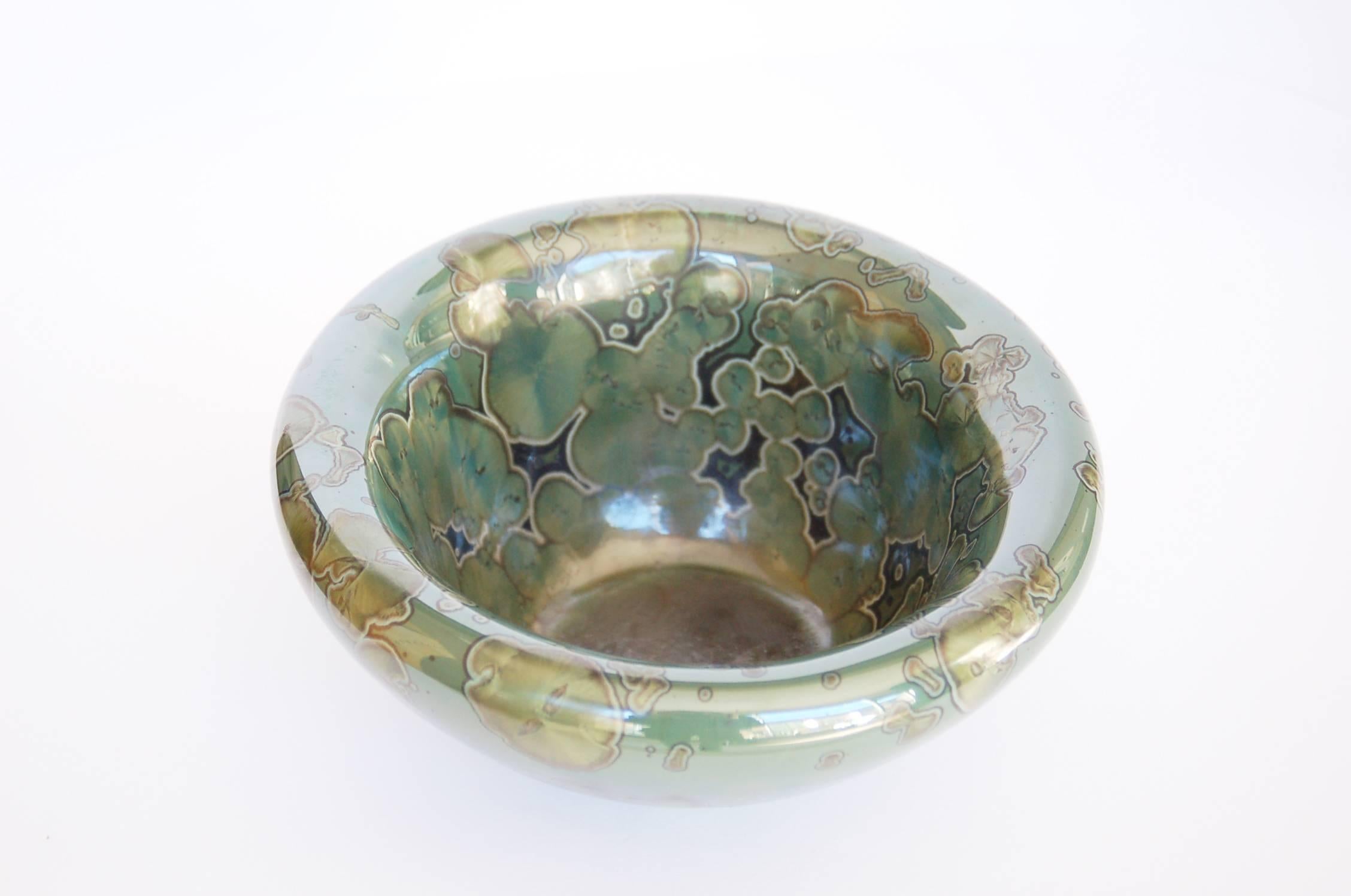 Jörg Baumöller Emerald Green Crystal, Glazed Porcelain, Double Wall Bowl In Excellent Condition For Sale In Andorra la Vella, FR