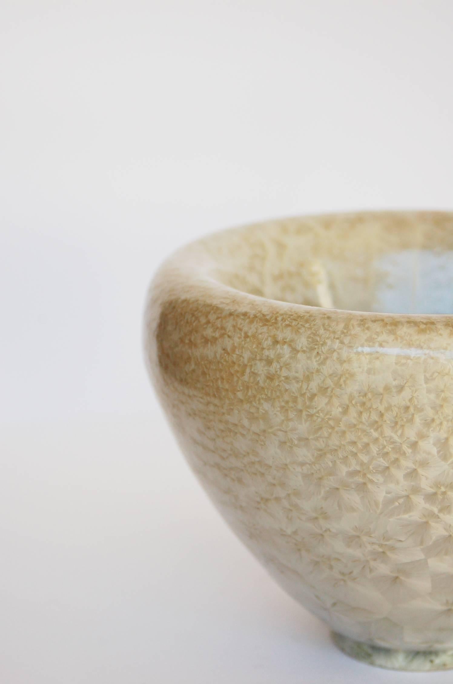 Enameled White Crystal Glazed Porcelain - Double Walled Bowl For Sale