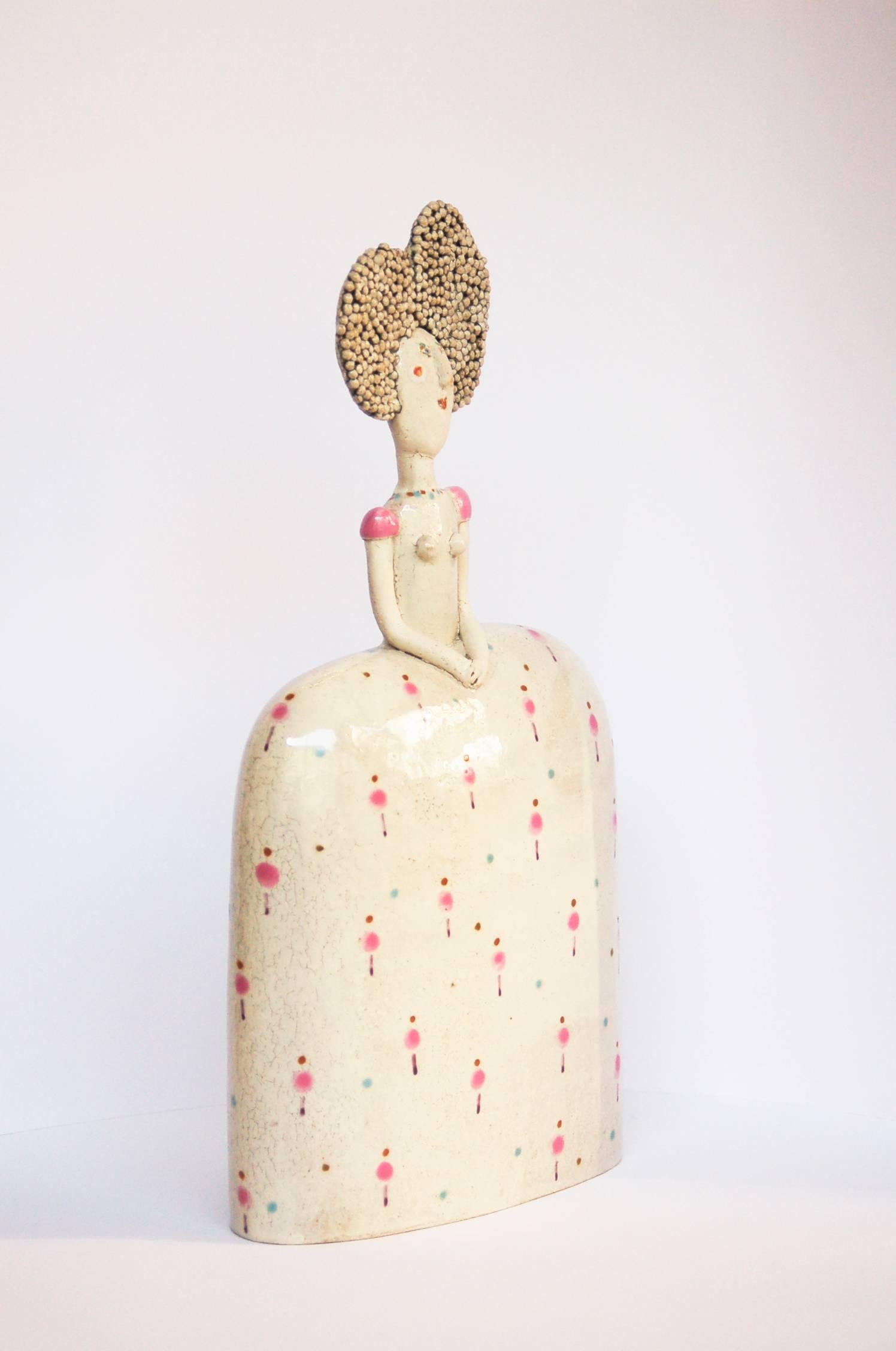 English Jane Muir Pink Apple Dress Lady Sculpture
