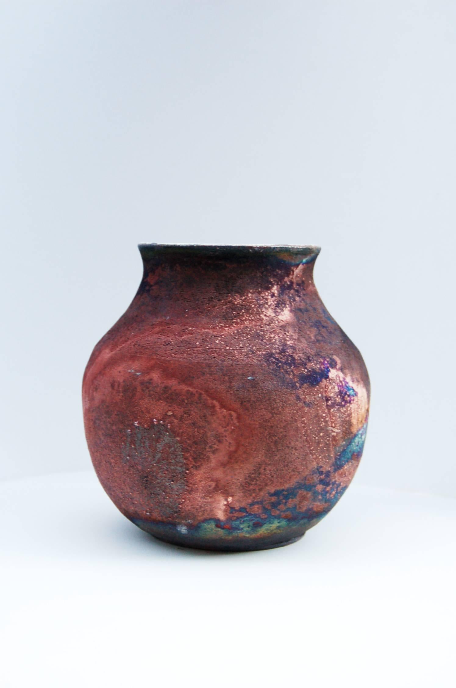 French Iridescent Ceramic Vase For Sale