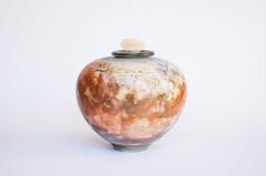 Peach and Grey Ceramic Vase with Lid by Ardine Spitters