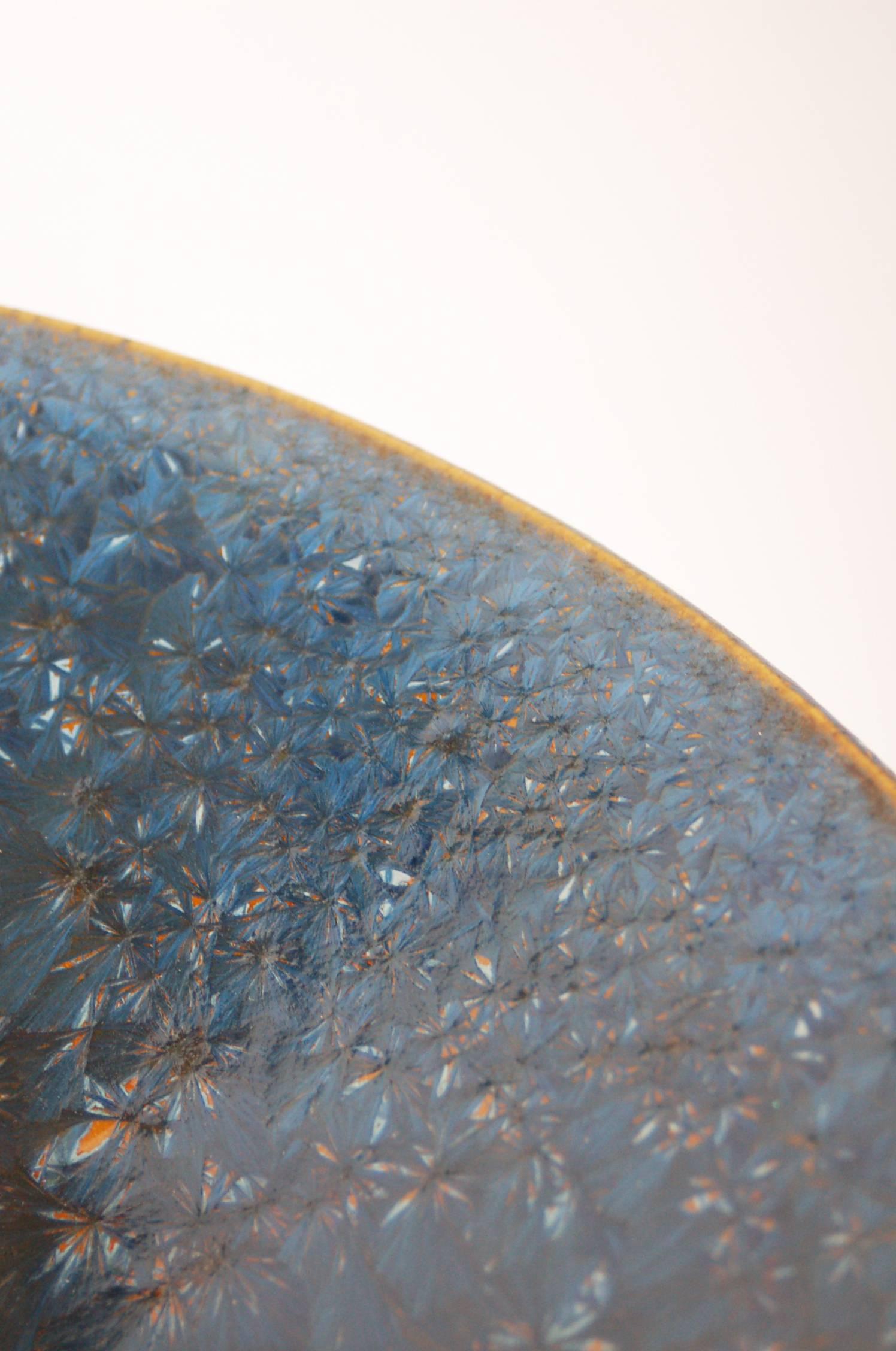 Blue Crystal Glazed Porcelain Bowl by Jörg Baumöller In Excellent Condition In Andorra la Vella, FR