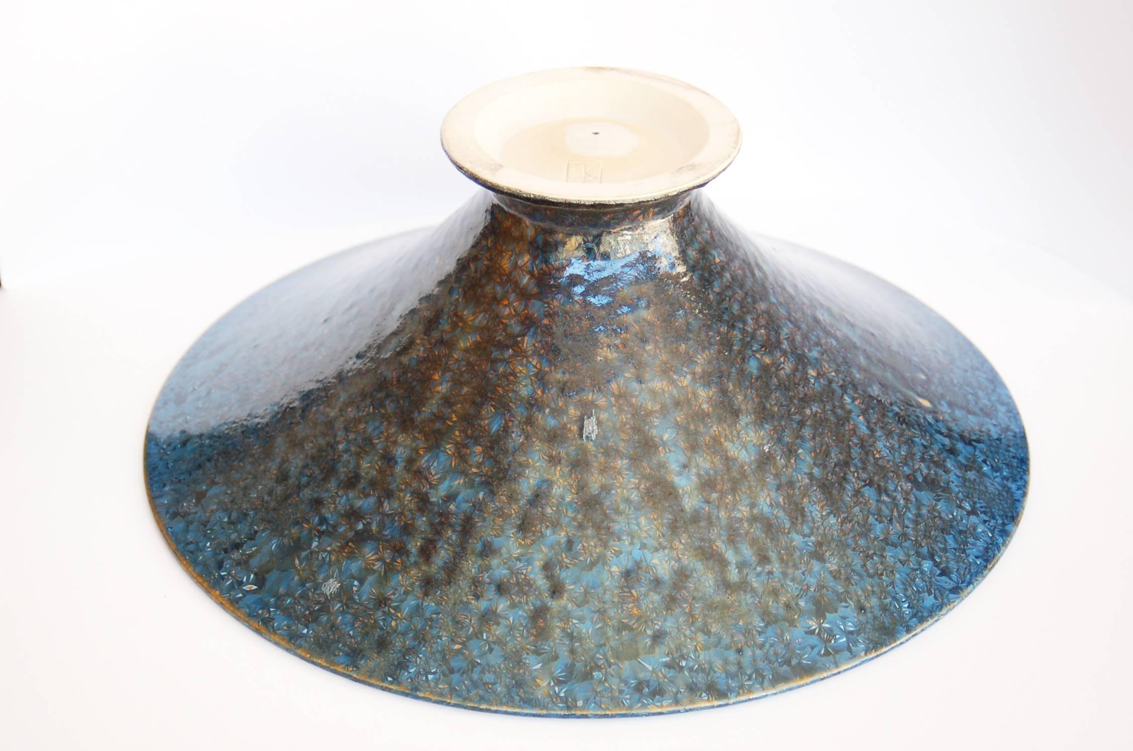 Contemporary Blue Crystal Glazed Porcelain Bowl by Jörg Baumöller