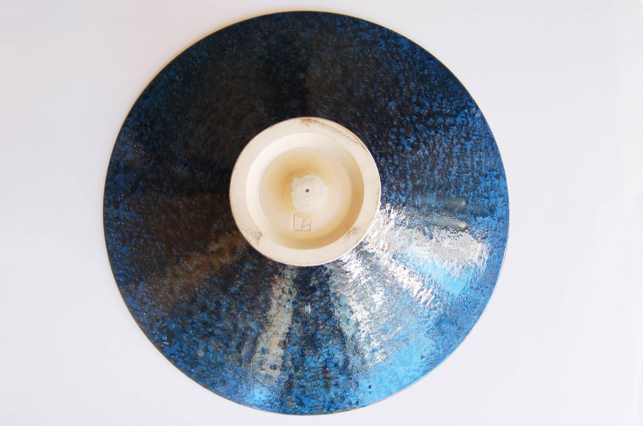 Ceramic Blue Crystal Glazed Porcelain Bowl by Jörg Baumöller