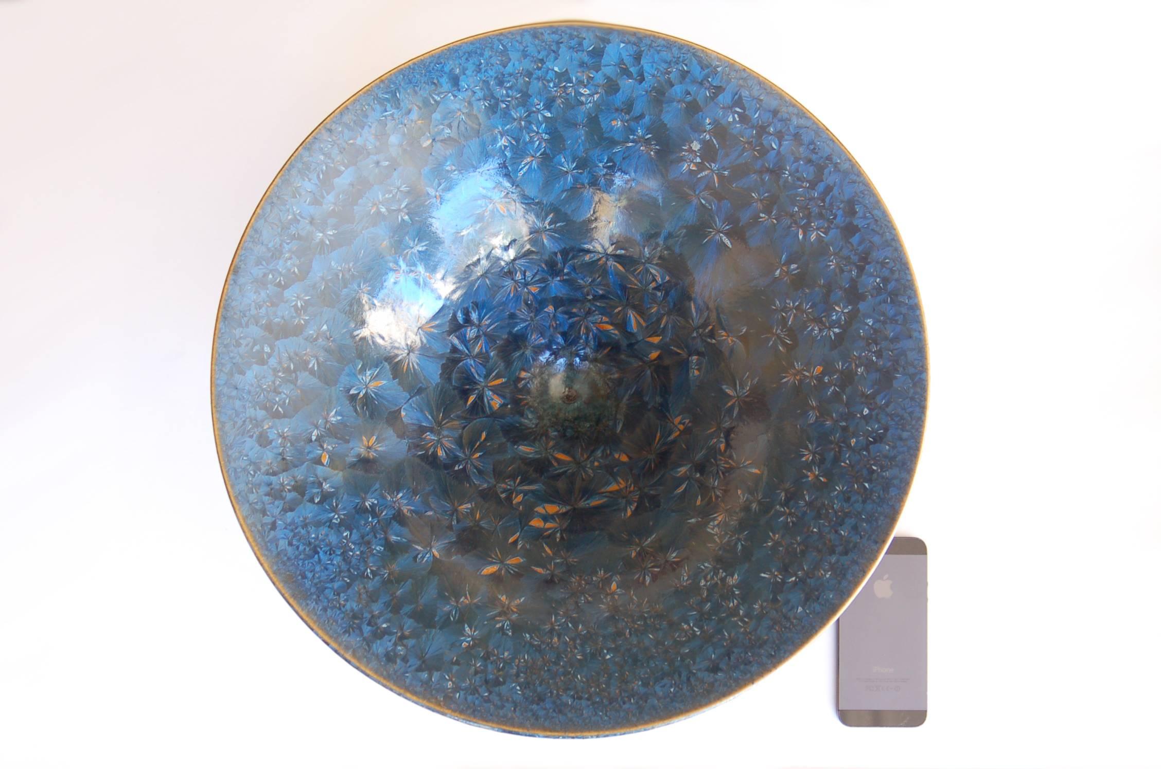 Blue Crystal Glazed Porcelain Bowl by Jörg Baumöller 2