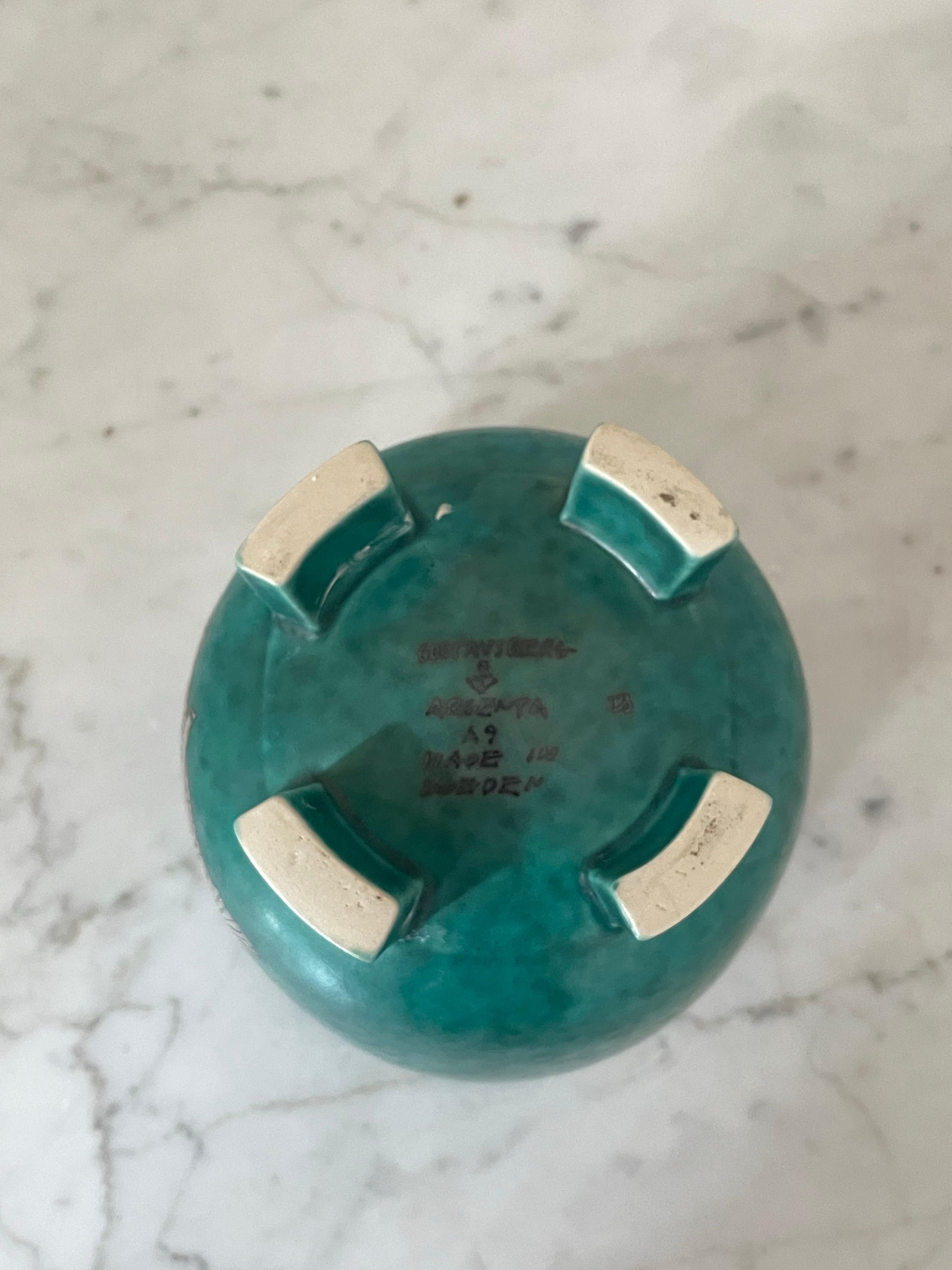 Vaso in ARGENTA con sirena e pesci, Wilhelm Kåge per Gustavsberg, Svezia, anni '30 in vendita 1