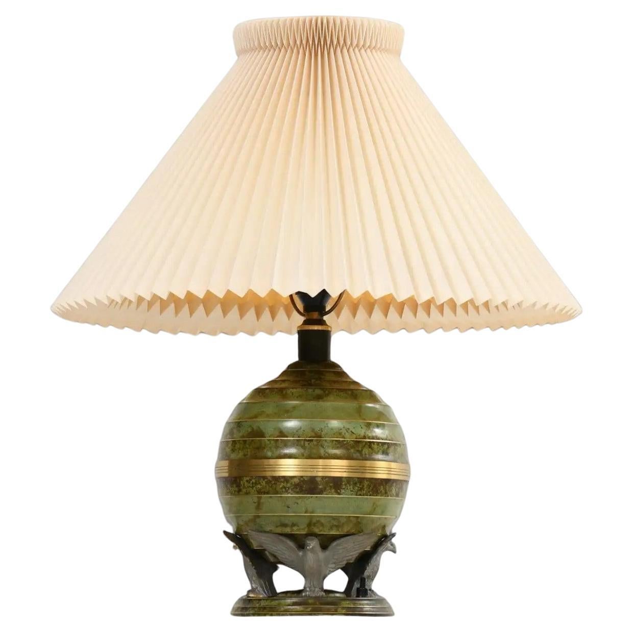 Swedish Art Deco Table Lamp in Patinated Bronze by (SvM), 1930's