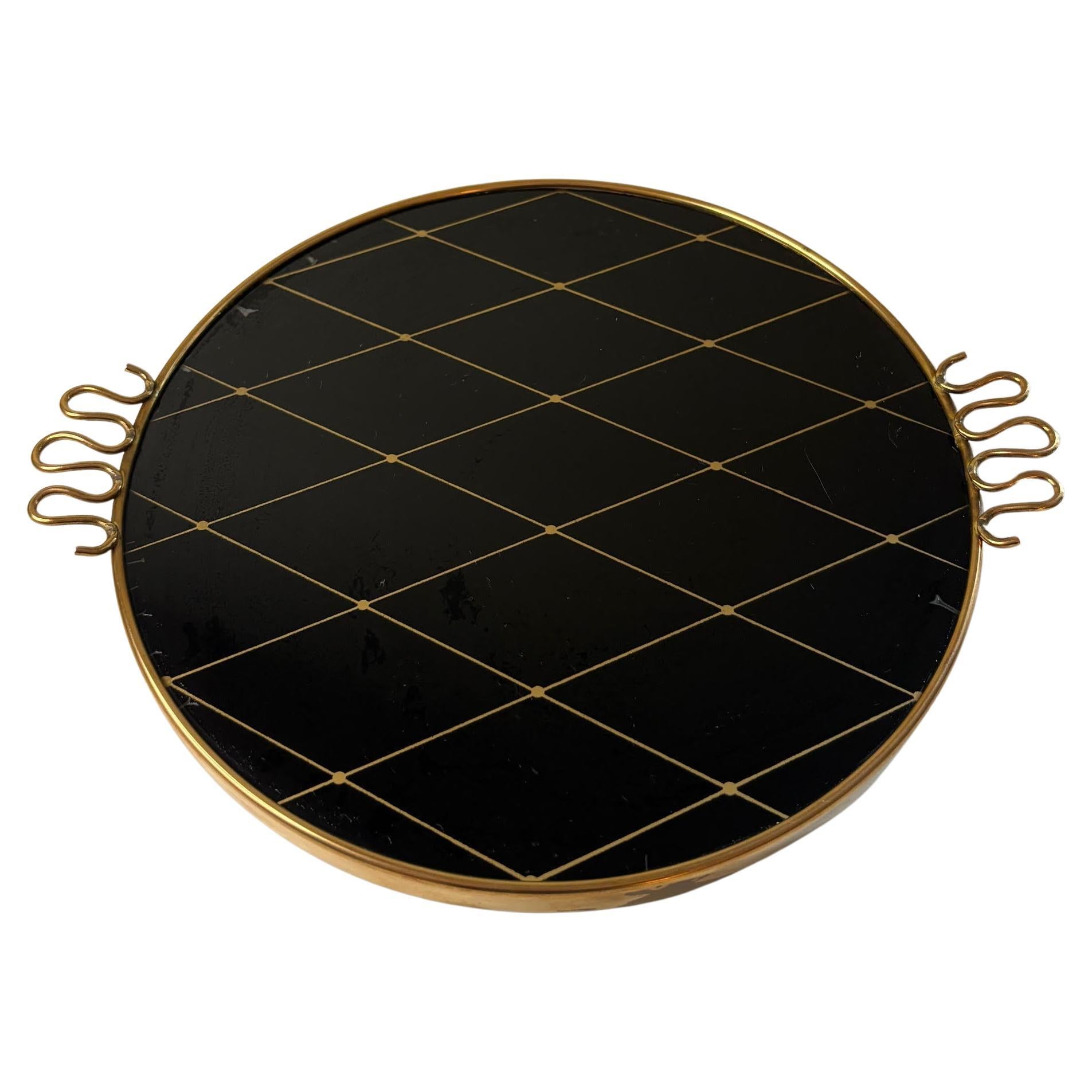 Josef Frank para Svenskt Tenn, Bandeja de latón y cristal para servir, años 40 Modernismo sueco