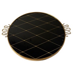 Josef Frank for Svenskt Tenn, Brass and Glass Serving Tray, 1940s Swedish Modern Josef Frank for Svenskt Tenn, Brass and Glass Serving Tray, 1940s Swedish Modern