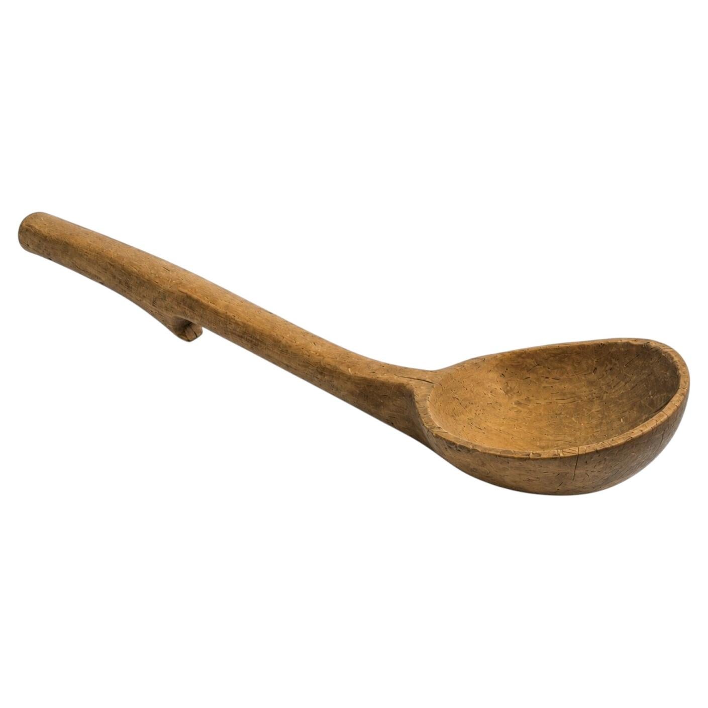Early 19th Century XL Swedish Hand-Carved Folk Art Wooden Grain Scoop