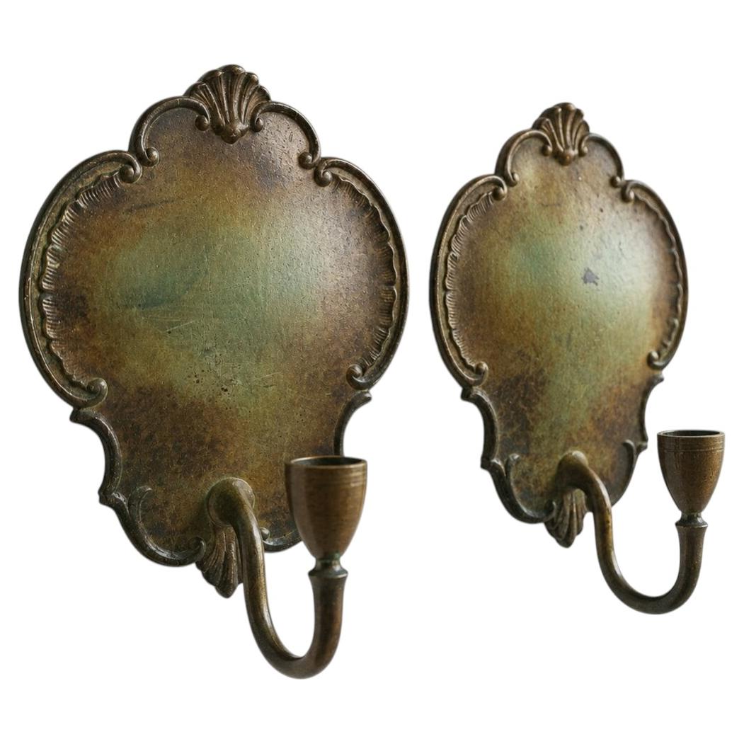 Pair of Swedish Art Deco Bronze Wall Sconces GAB (Guldsmedsaktiebolaget) 1930s For Sale