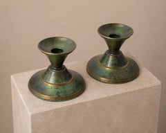 Swedish Art Deco 1930s Patinated Bronze Candlesticks – Pair