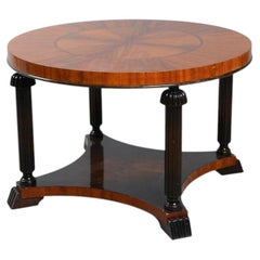 Table basse ronde Art déco suédoise en noyer et acajou, signée Reimers Mjölby, années 1920