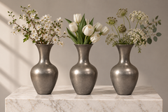 Set of Three Swedish Pewter Vases by Schreuder & Olsson, Stockholm, circa 1970