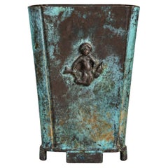 GAB Swedish Art Deco Bronze Vase with Cherub Relief, circa 1930