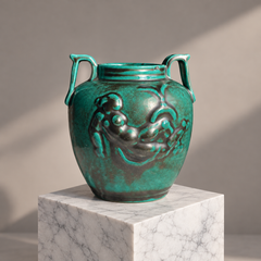 Vaso in ceramica turchese in stile Art Déco svedese di Einar Luterkort per Upsala Ekeby, anni ’30