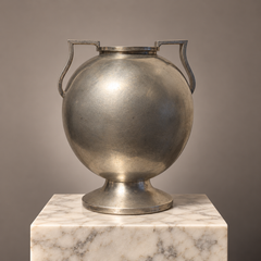 Swedish Art Deco Pewter Vase, 1934 – Sculptural Two-Handled Design