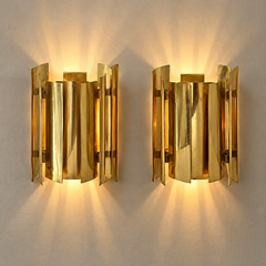 Falkenbergs Belysning - Par de apliques de pared de latón, Suecia, década de 1960