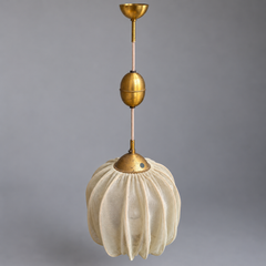 Rare Swedish Designer Pendant Lamp, 1930s, Adjustable Brass Lift