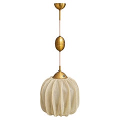 Rare Swedish Designer Pendant Lamp, 1930s, Adjustable Brass Lift