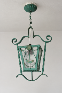 Swedish Grace Wrought Iron Lantern Pendant, Bjerkås Armatur, 1940s