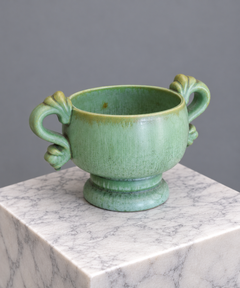 Cuenco de cerámica verde celadón de estilo Art Déco, Arthur Percy, Suecia, década de 1940